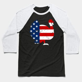 Patriotic Turkey American Flag Distressed Thanksgiving Baseball T-Shirt